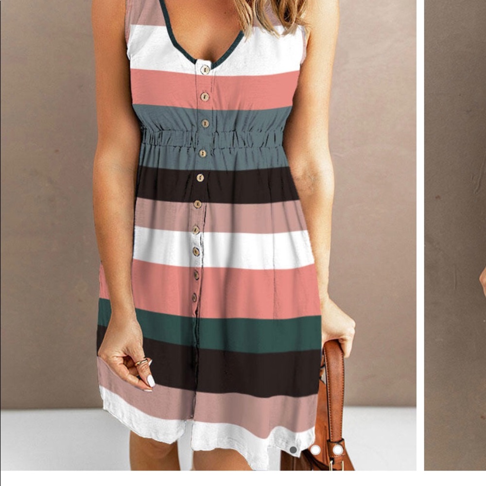 NWOT fun summer full button down stripe dress